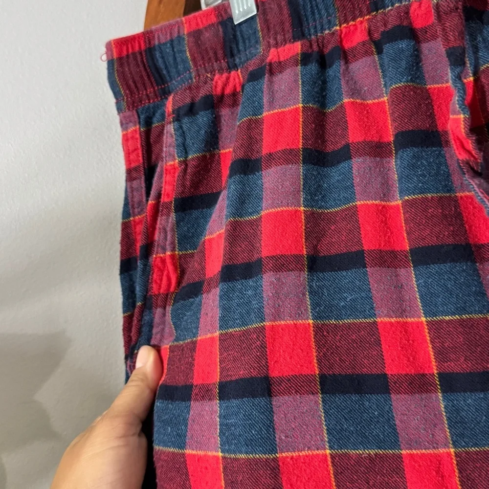 J. Crew XL Red Gray 100% Cotton Plaid Flannel Long Sleeve Pajama Set